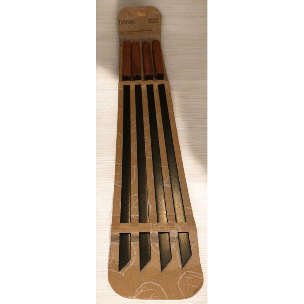 DANSK Set Of 4 Non Stick Skewers Wood Handle Grill New Vintage